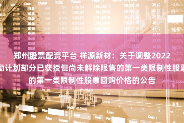 郑州股票配资平台 祥源新材：关于调整2022年限制性股票激励计划部分已获授但尚未解除限售的第一类限制性股票回购价格的公告