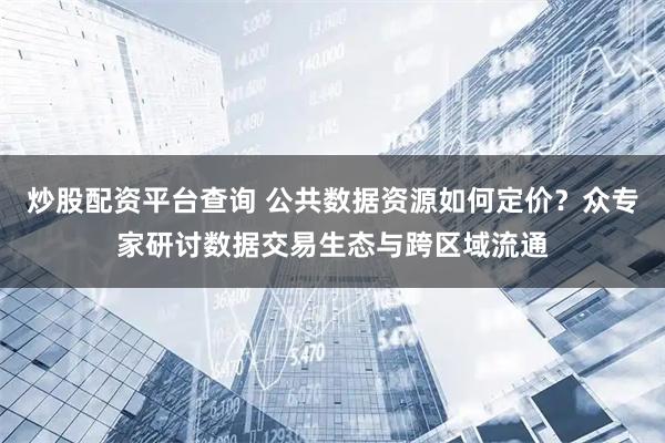 炒股配资平台查询 公共数据资源如何定价？众专家研讨数据交易生态与跨区域流通