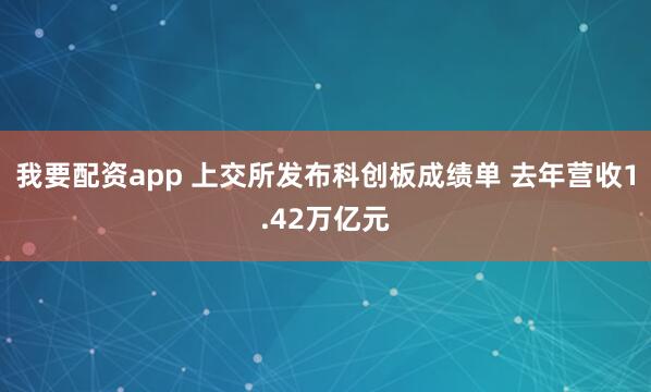 我要配资app 上交所发布科创板成绩单 去年营收1.42万亿元
