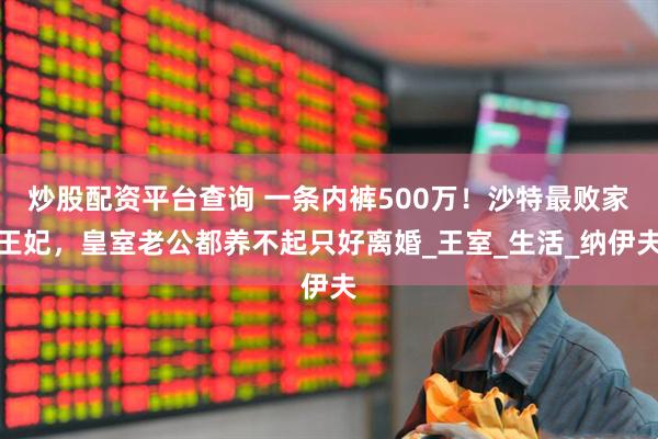 炒股配资平台查询 一条内裤500万！沙特最败家王妃，皇室老公都养不起只好离婚_王室_生活_纳伊夫
